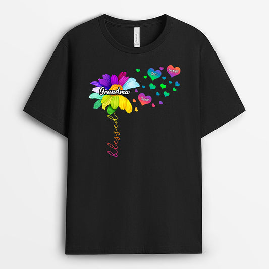 0157AUK2 Personalised T shirts presents Flower Grandma Mom Heart_3e57885b d373 4d18 96ff 31f603a03aaf