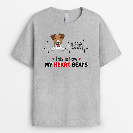 0173AUK2 Customised T shirts presents Dog Lovers Heart Beats