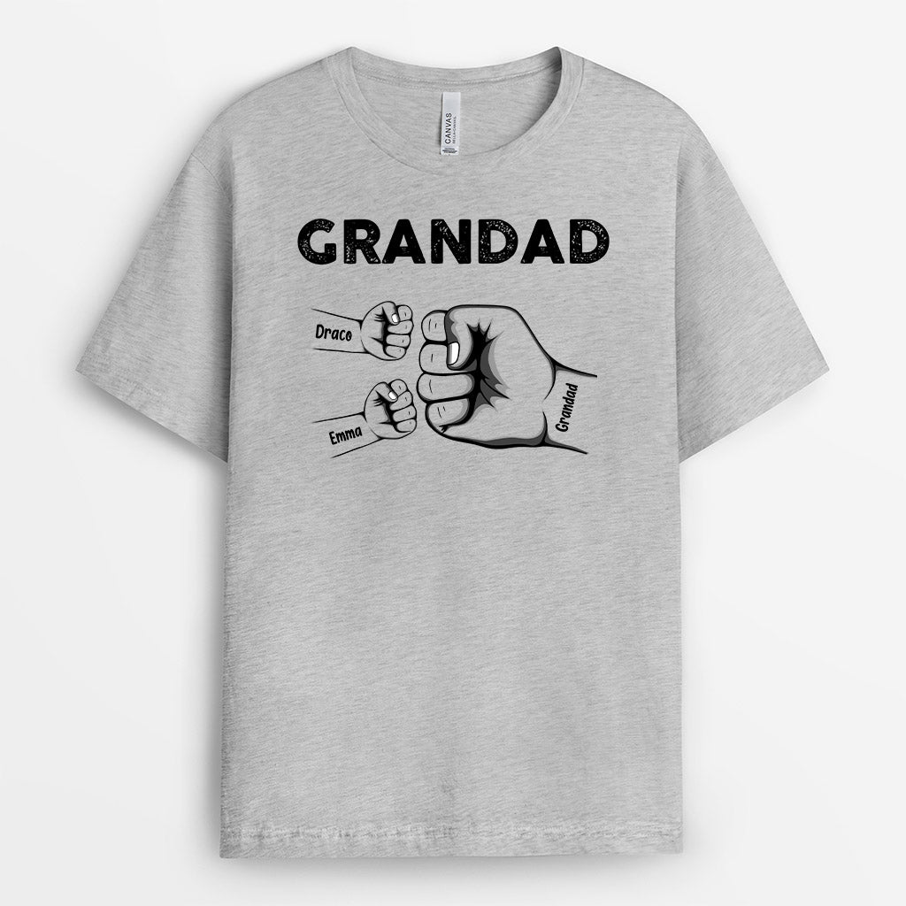 Dad Grandpa Kid Fist Bump - Personalised Gifts | T-shirts for Grandpa/Dad