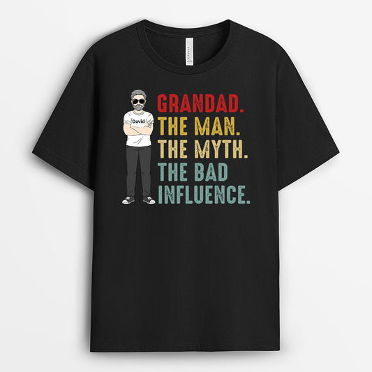 0303A908BUK1 Personalised T shirts presents Man Grandpa Dad Text