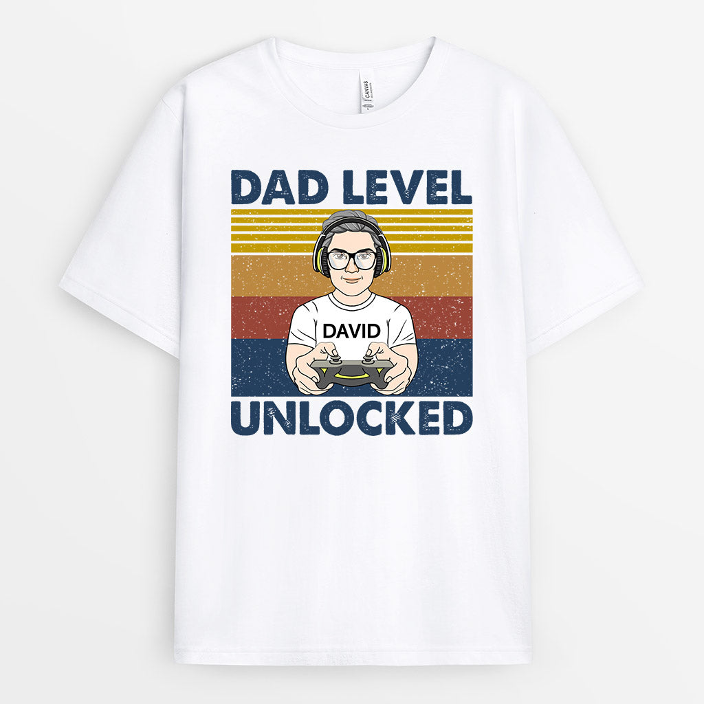 Dad Level Unlocked - Personalised Gifts | T-shirts for Grandpa/Dad