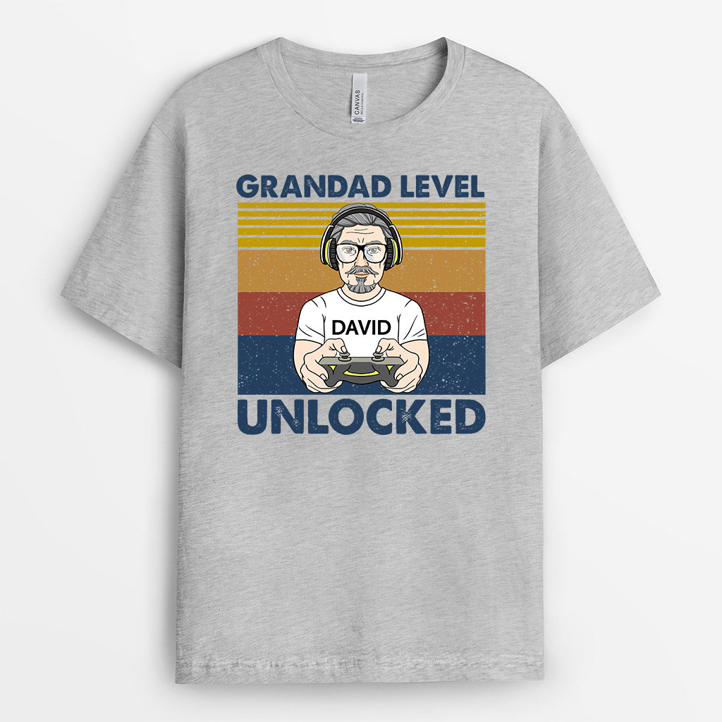 Dad Level Unlocked - Personalised Gifts | T-shirts for Grandpa/Dad