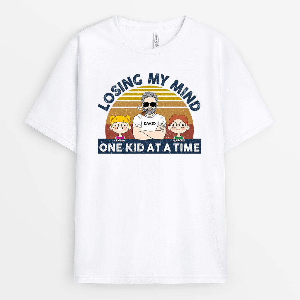 Dad Losing My Mind One Kid At A Time - Personalised Gifts | T-shirts for Grandpa/Dad