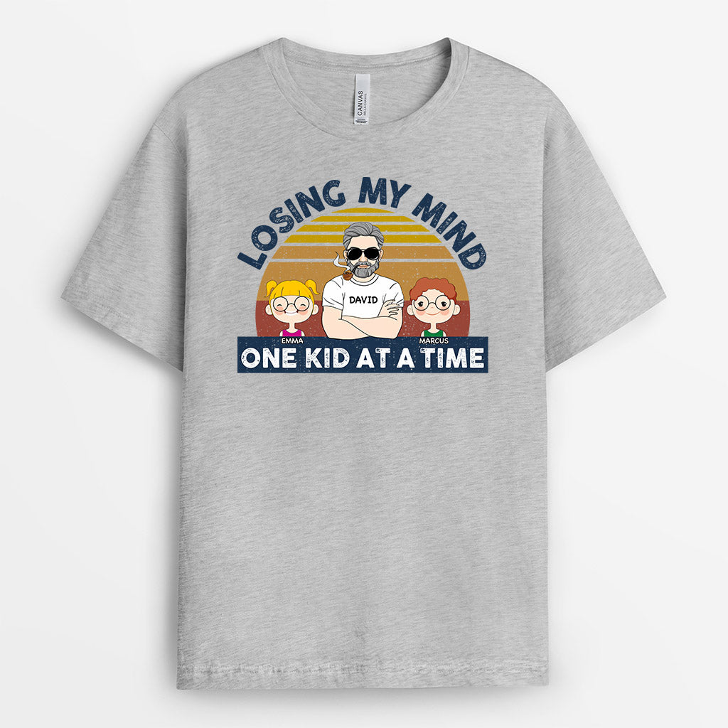 Dad Losing My Mind One Kid At A Time - Personalised Gifts | T-shirts for Grandpa/Dad