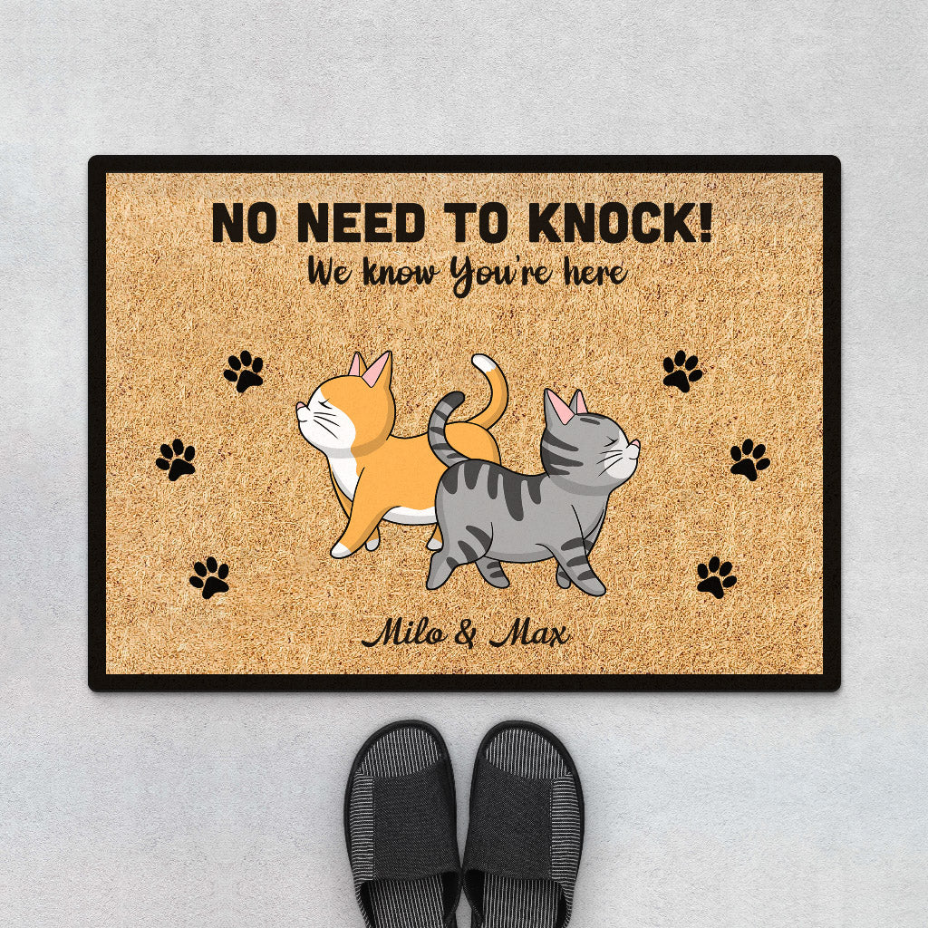No Need To Knock -  Personalised Gifts | Door mats for Cat Lovers