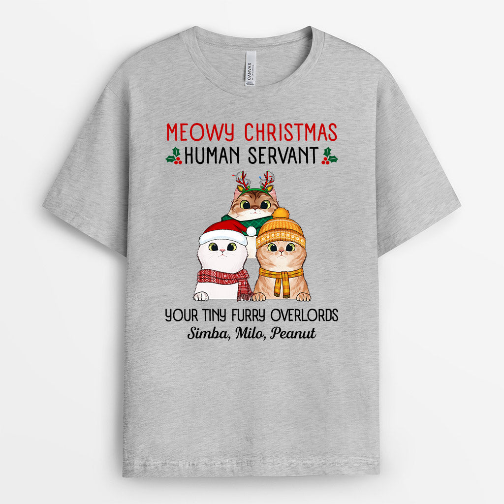 Meowy Christmas Human Servant - Personalised Gifts | T-shirts for Cat Lovers Christmas