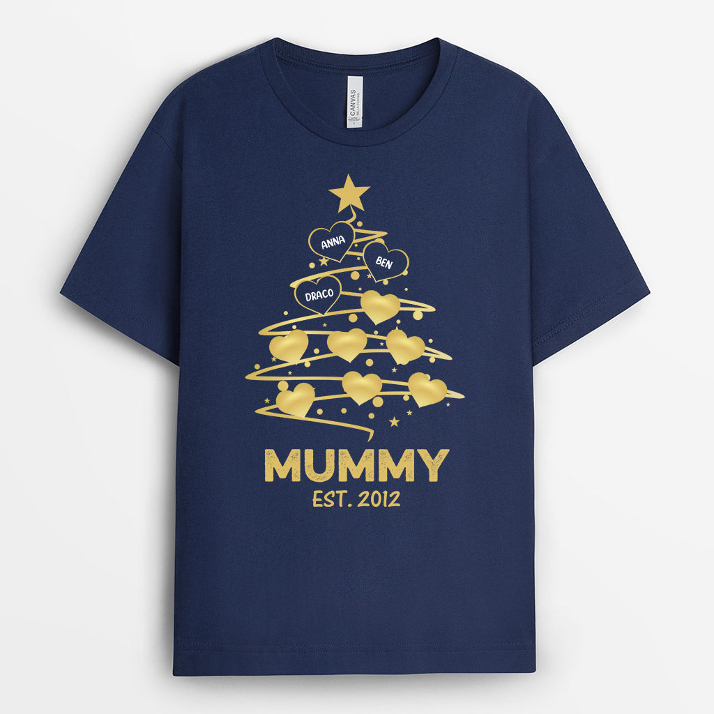 0589AUK1 Personalised T shirts Gifts Tree Dad Mom Christmas