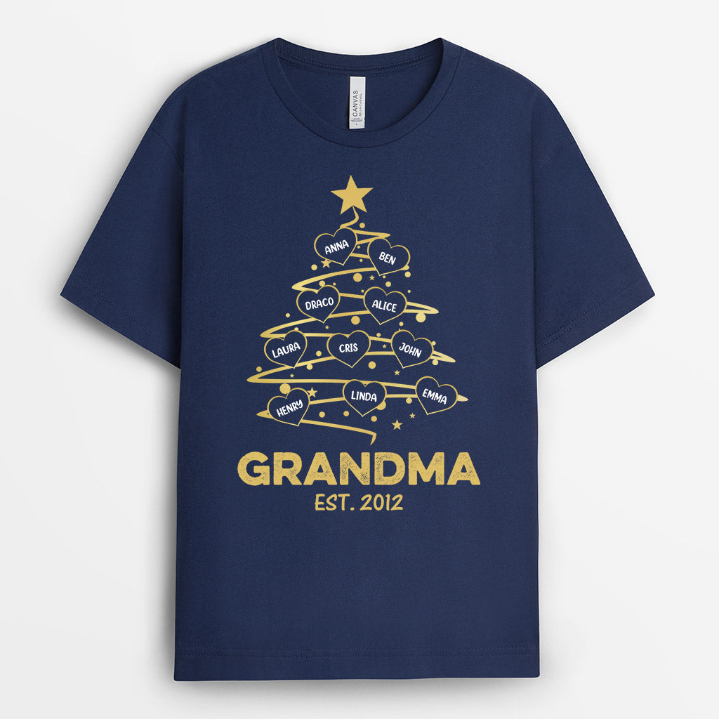 0589AUK3 Personalised T shirts Gifts Tree Dad Mom Christmas