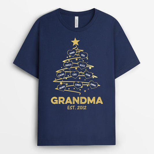 0589AUK3 Personalised T shirts Gifts Tree Dad Mom Christmas