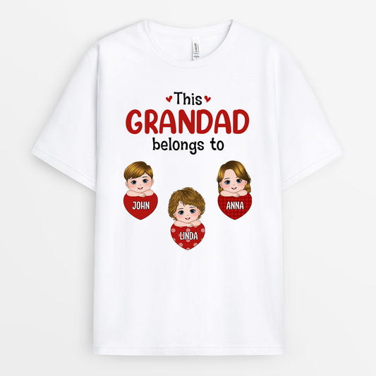 0696AUK1 Personalised T shirts Gifts Hearts Grandad Dad