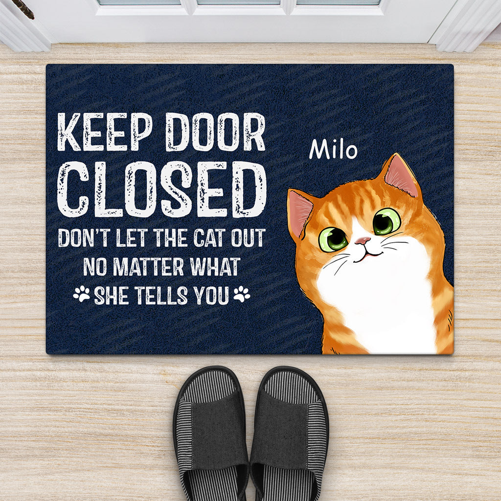 Keep Door Closed - Personalised Gifts | Door Mats for Cat Lovers