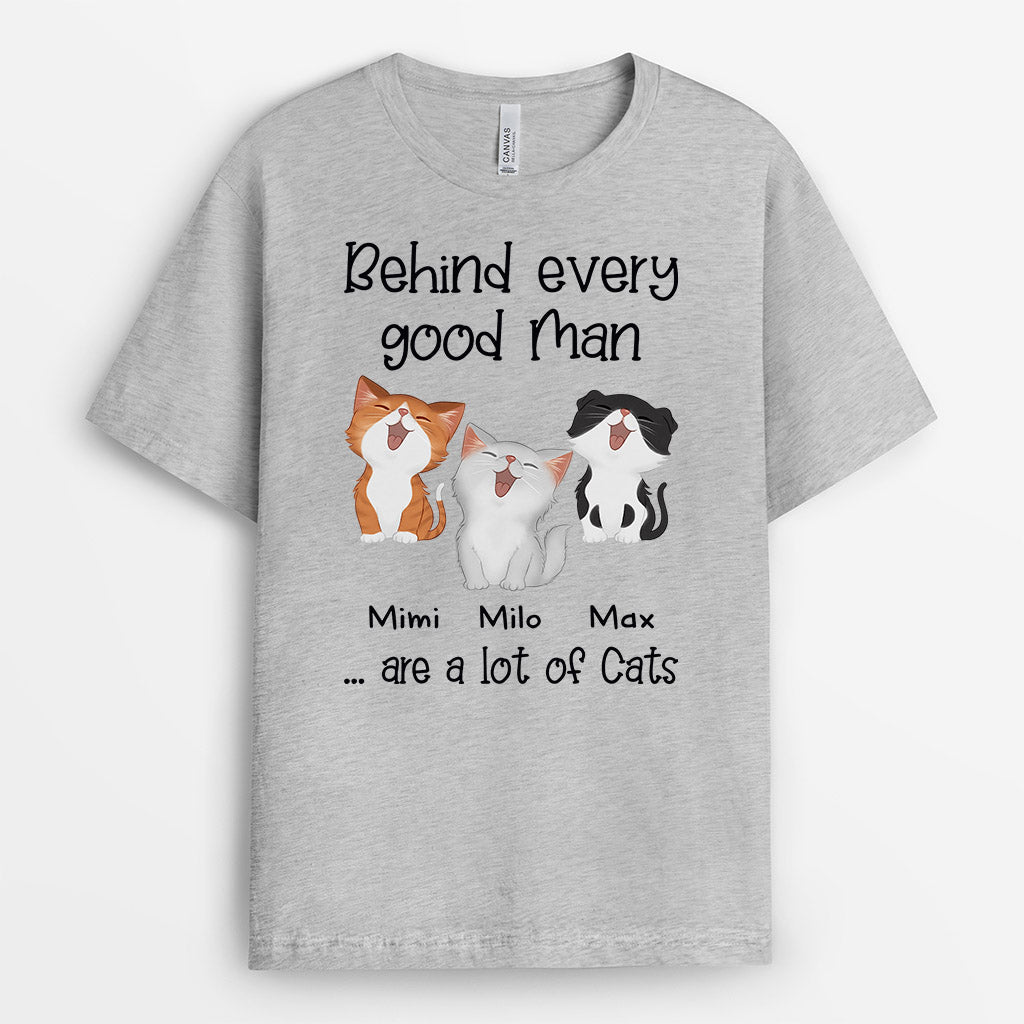 Behind Every Good Woman/Man Is A Cat - Personalised Gifts | T-shirts for Cat Lovers