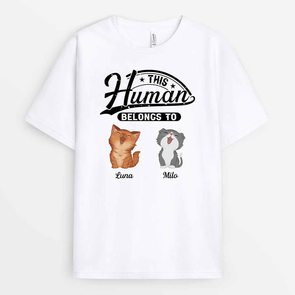 0843AUK1 Personalised T shirts Gifts Walking Cat Lovers