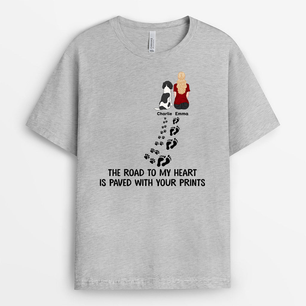 0858AUK2 Personalised T shirts Gifts Pawprint Dog Lovers