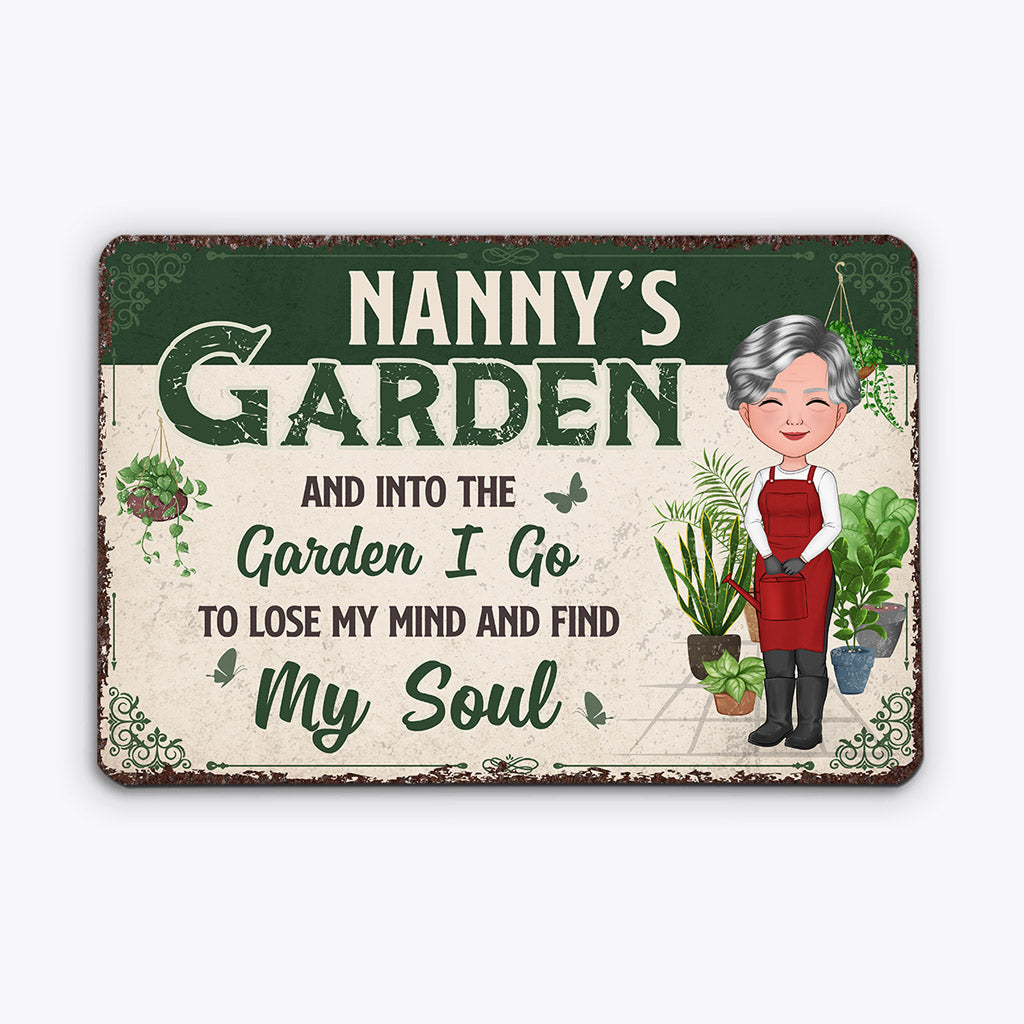 Into The Garden I Go To Lose My Mind - Personalised Gifts | Metal Sign for Grandma/Mum
