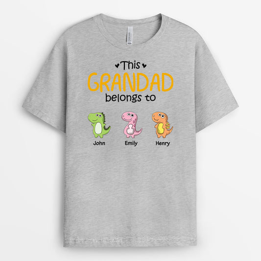 0879AUK2 Personalised T shirts Gifts Dinosaur Grandad Dad