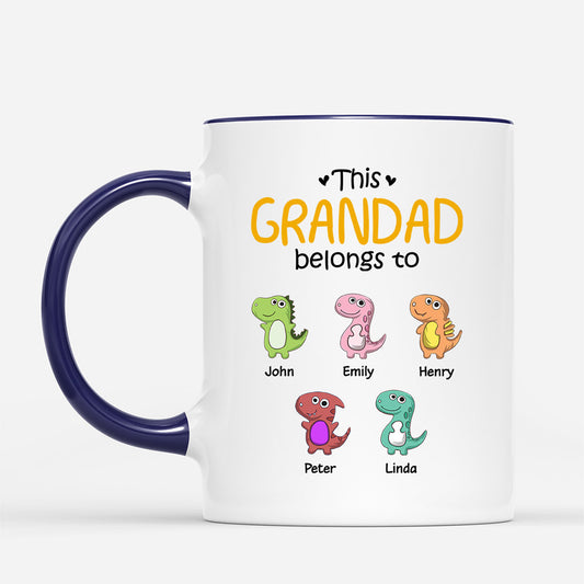 0879MUK2 Personalised Mugs Gifts Dinosaur Grandad Dad