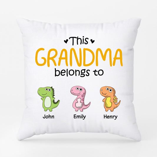 0879PUK1 Personalised Pillow Gifts Dinosaur Grandma Mum