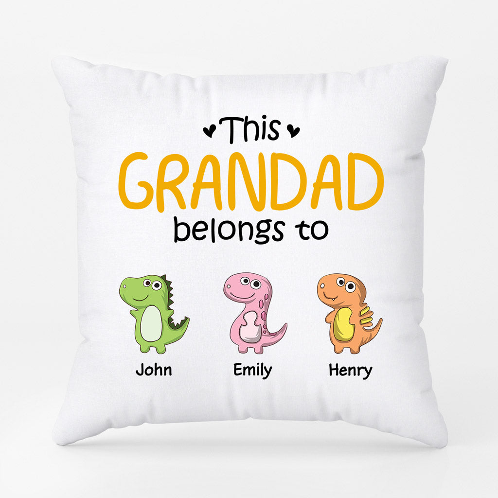 0879PUK2 Personalised Pillow Gifts Dinosaur Grandad Dad