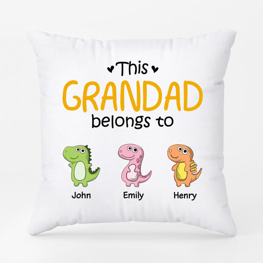 0879PUK2 Personalised Pillow Gifts Dinosaur Grandad Dad