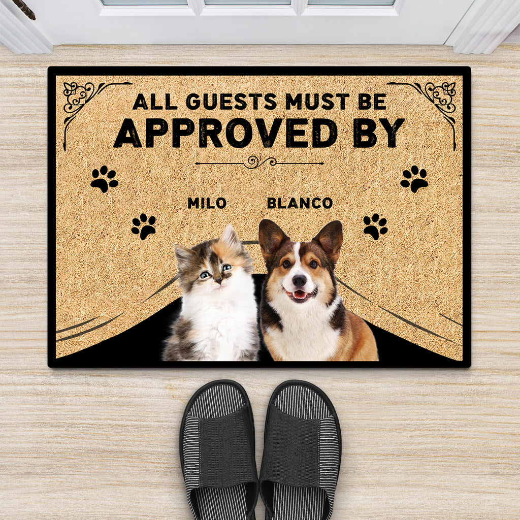 All Guests Must Be Approved By - Personalised Gifts | Door Mats for Cat Lovers/Dog Lovers
