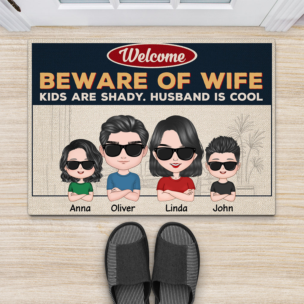 Be Aware Of Wife - Personalised Gifts | Door Mats for Mum/Dad