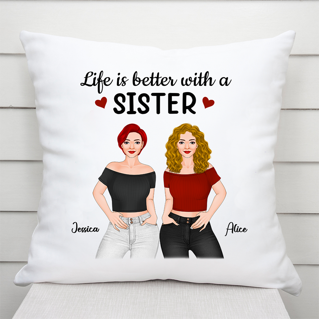 Life Is Better With Sister - Personalised Gifts | Pillow for Besties/Best Friends