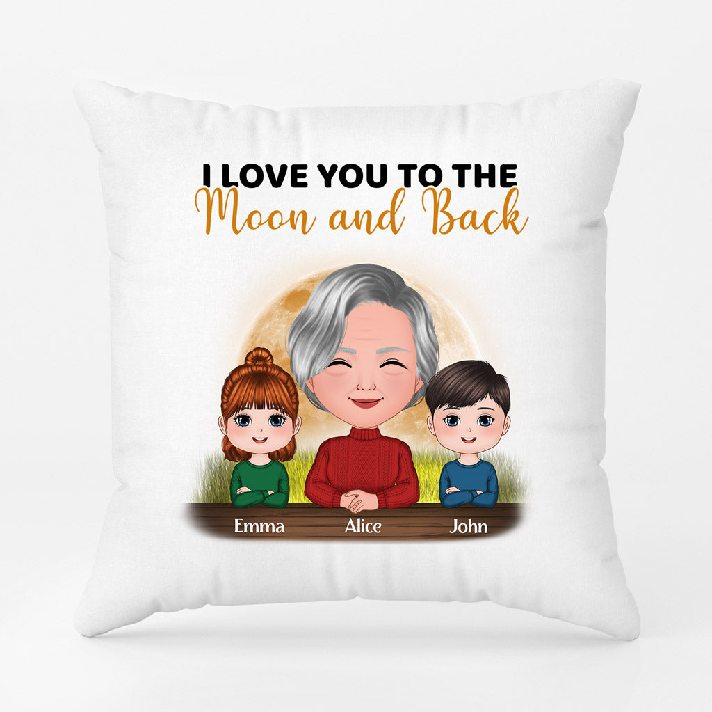 I Love You To The Moon And Back - Personalised Gifts | Pillow for Grandma/Mum