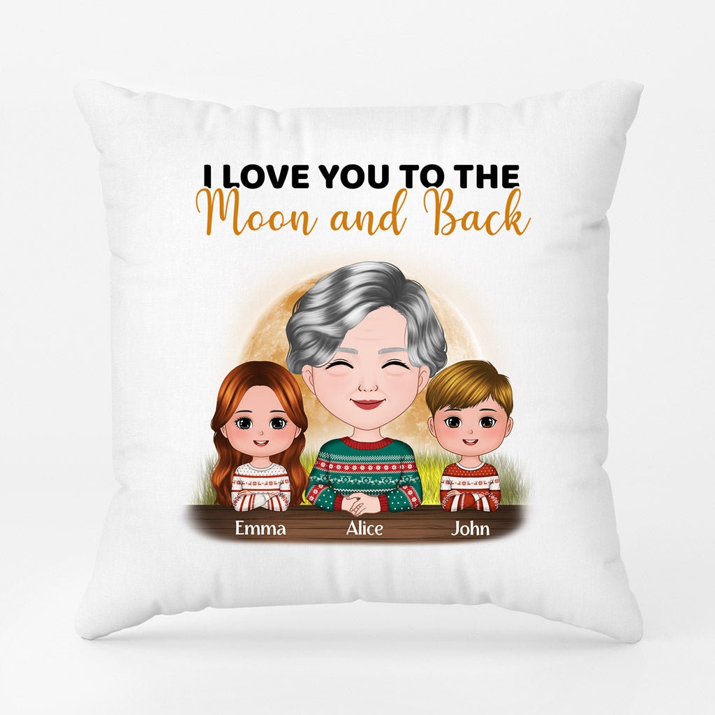 I Love You To The Moon And Back - Personalised Gifts | Pillow for Grandma/Mum