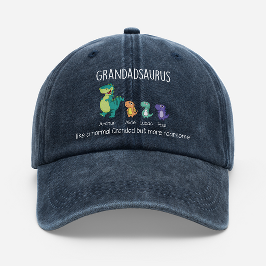 0114AUK1 personalised daddysaurusgrandadsaurus washed cotton cap 0114ajsk5b