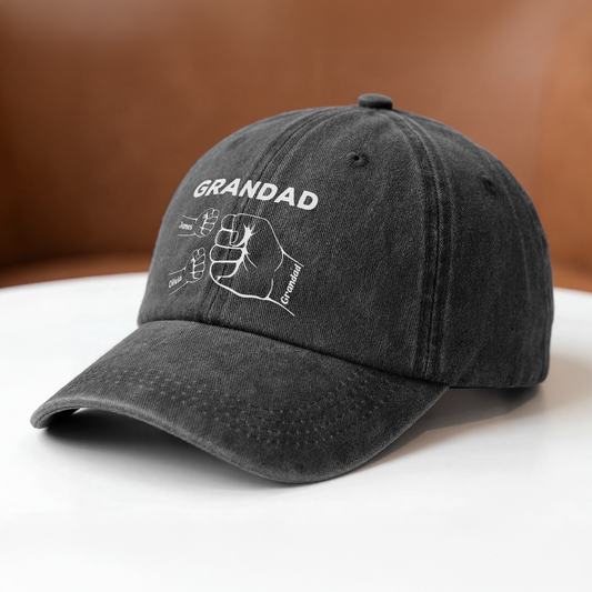 0263AUK2 personalised grandaddaddy fist bump washed cotton cap 0263ajsf8b