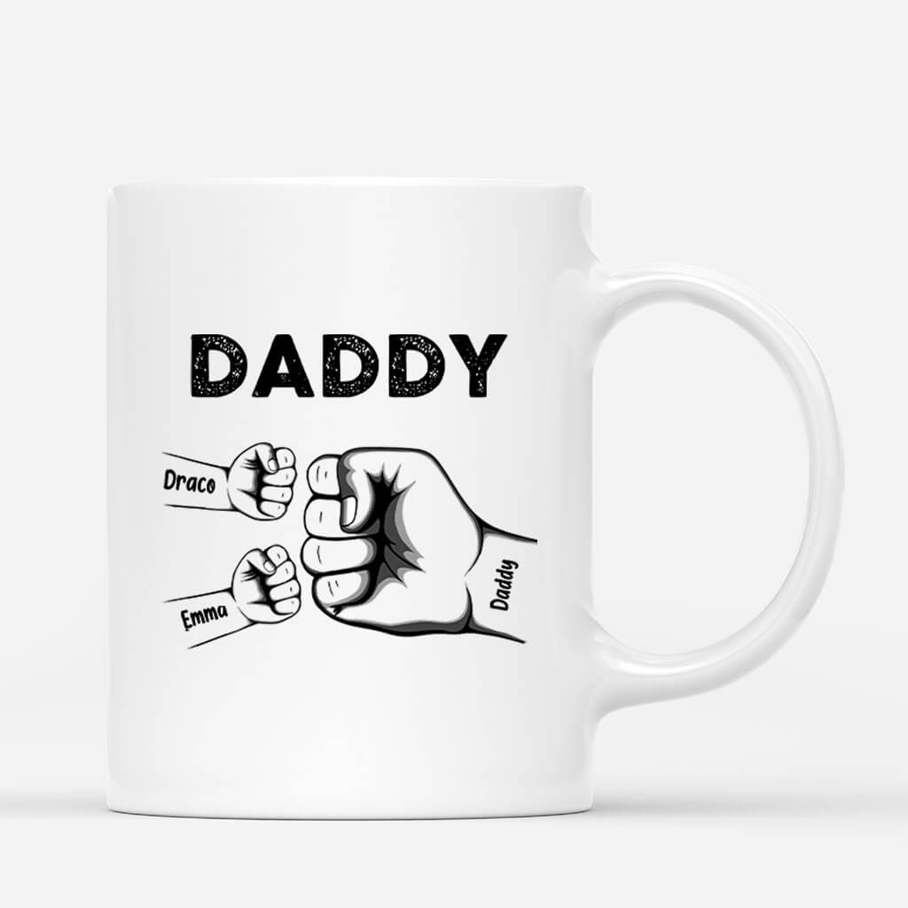 Dad Grandpa Kid Fist Bump - Personalised Gifts | Mug for Grandad/Dad