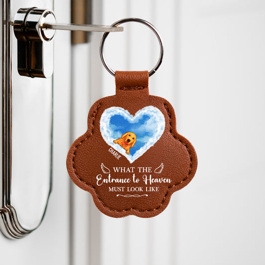 0483AUK2 personalised entrance of heaven pet hair memorial keyring with photo 0483ajsp5c