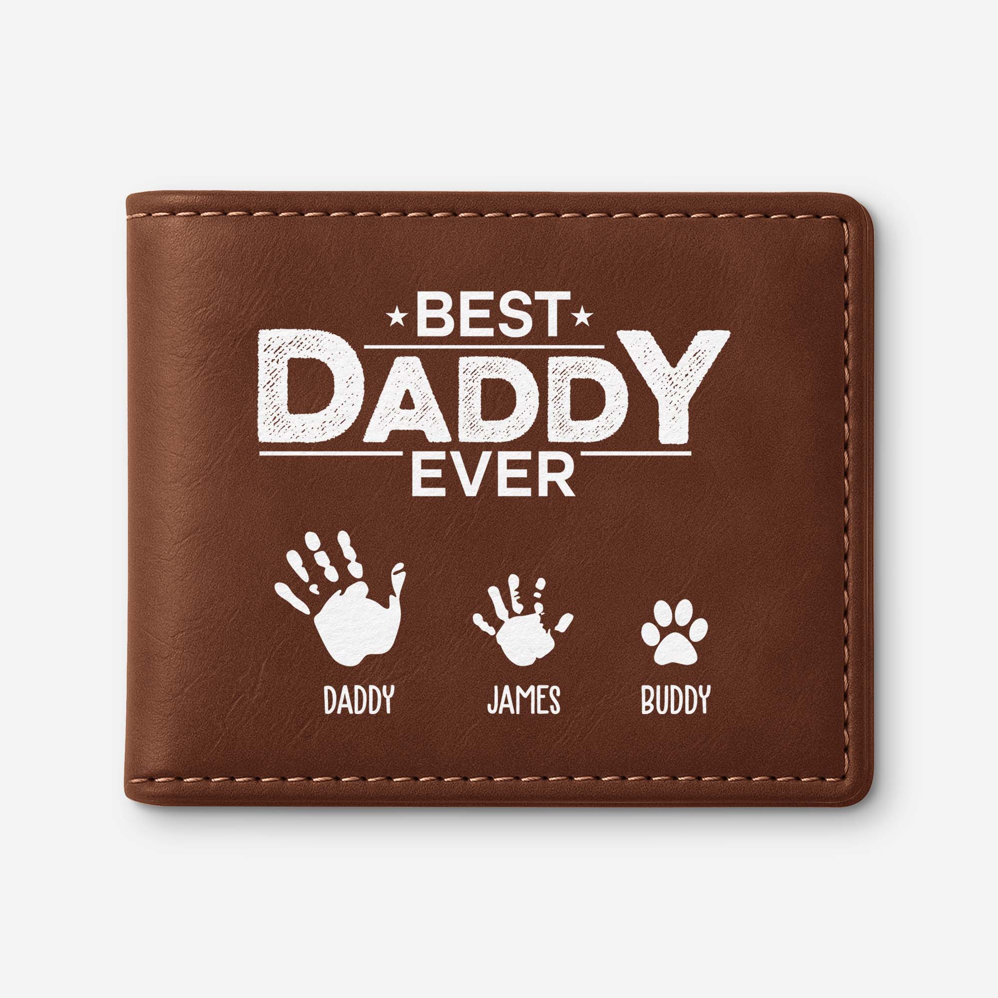 0854JUS1 personalized dad wallet with handprints best dad ever gifts 0854JKQ0B