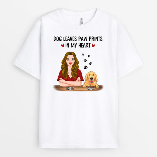 0878AUK1 Personalised T shirts Gifts Pawprints Dog Lovers