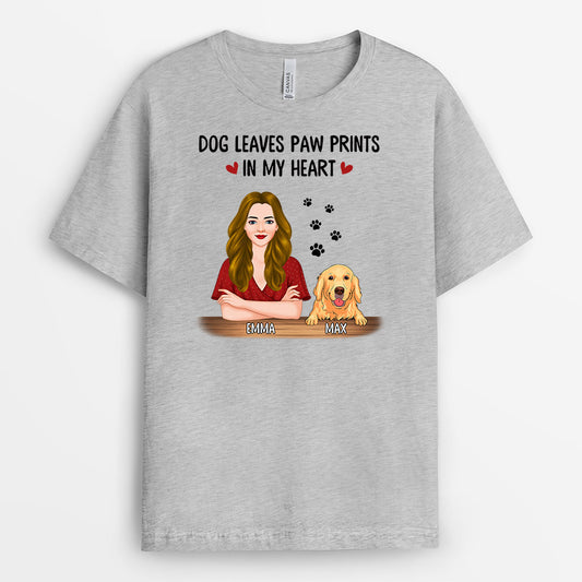 0878AUK2 Personalised T shirts Gifts Pawprints Dog Lovers