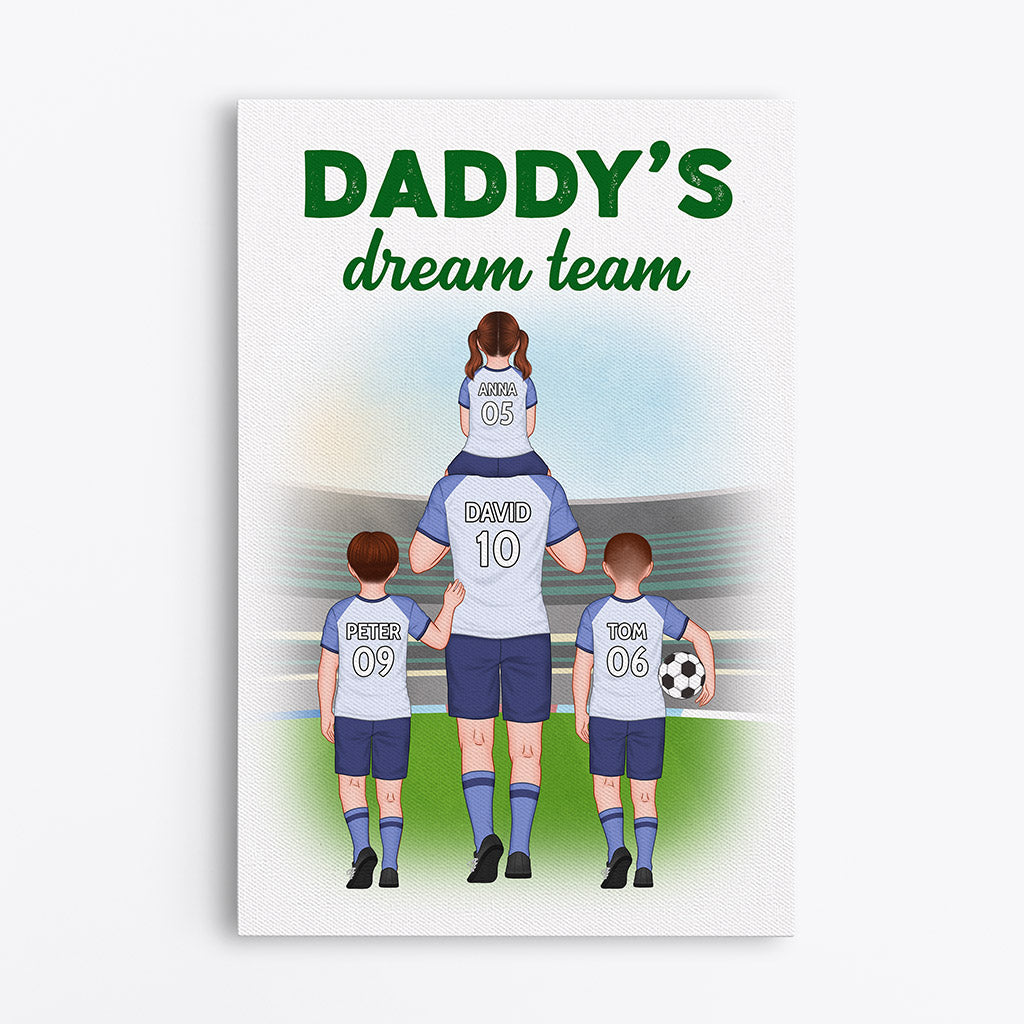 Grandad Daddy Dream Team - Personalised Gifts | Canvas for Grandad/Dad