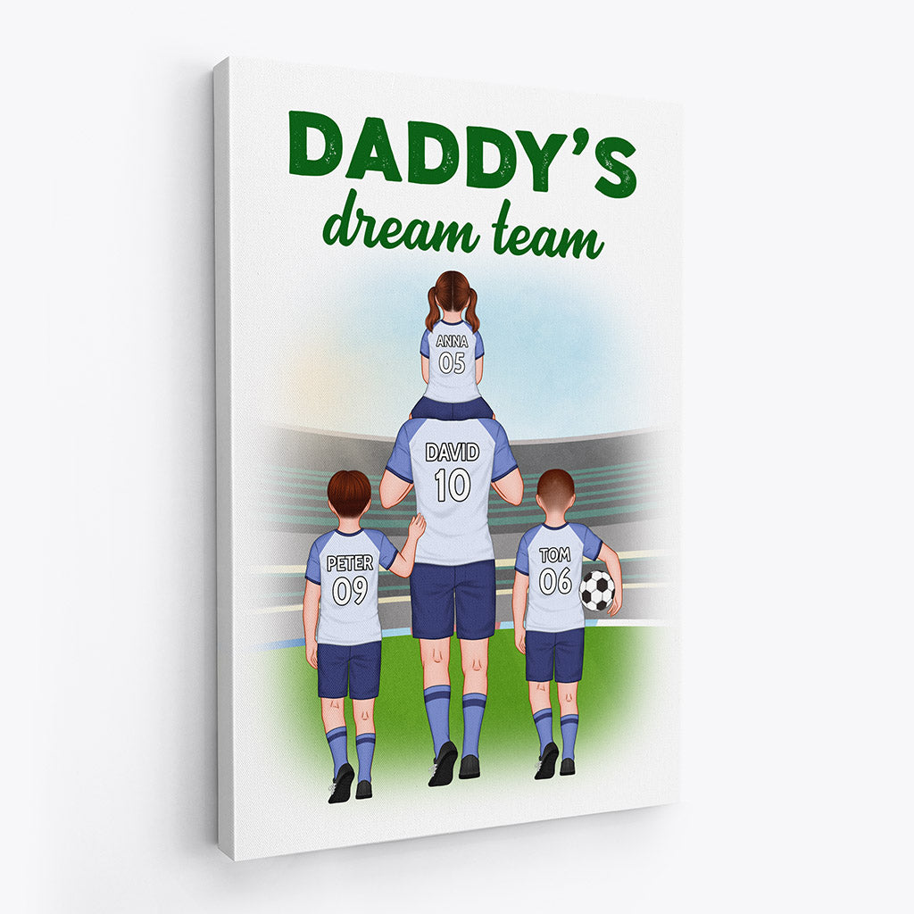 Grandad Daddy Dream Team - Personalised Gifts | Canvas for Grandad/Dad