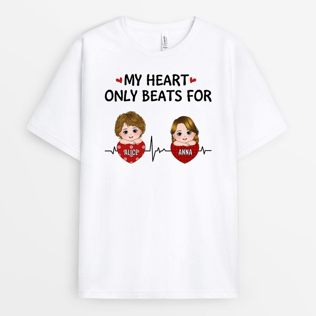 Heart Only Beats for Kids - Personalised Gifts | T-shirts for Mum/Dad