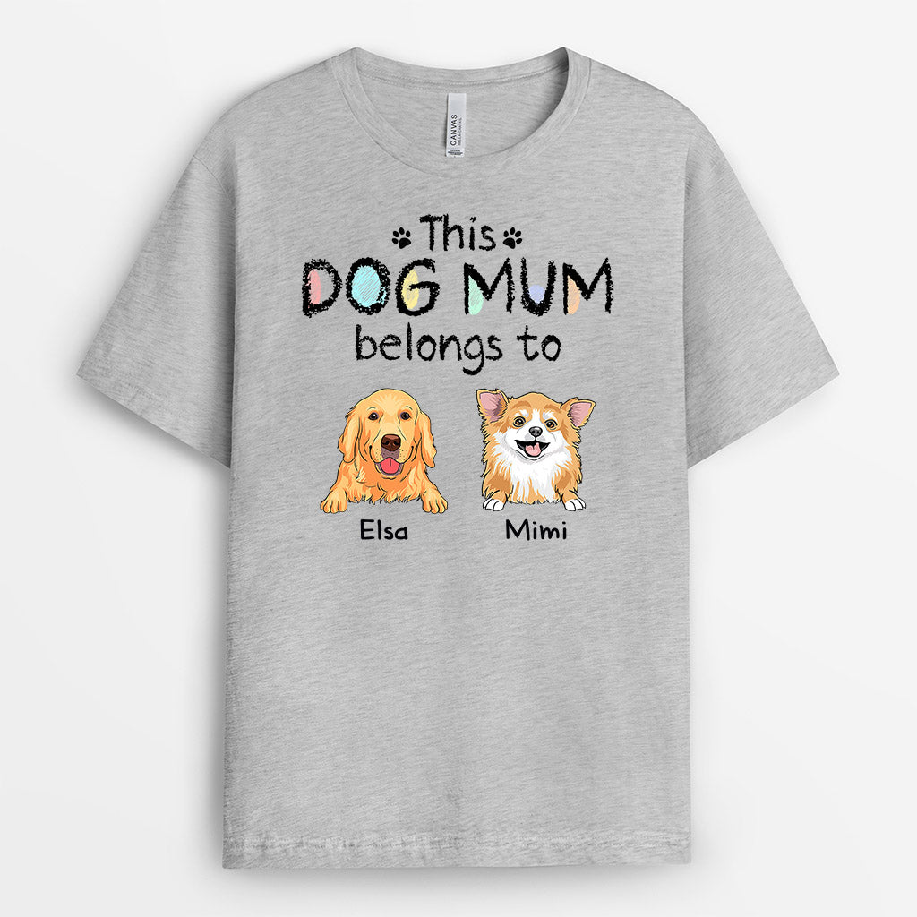 This Colourful Dog Mum/Dad Belongs To Dog - Personalised Gifts | T-shirts for Dog Lovers