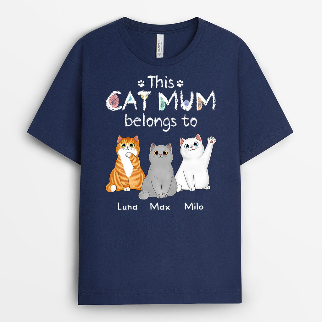 This Colourful Cat Mum/Cat Dad Belongs To Cat - Personalised Gifts | T-shirts for Cat Lovers