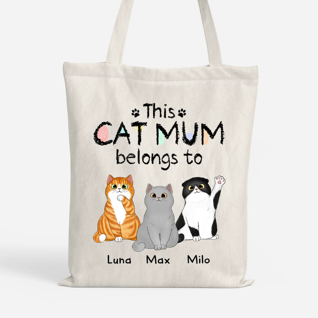 Personalised This Cat Dad/Mum Belongs To Tote Bag