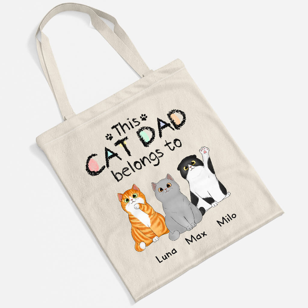 Personalised This Cat Dad/Mum Belongs To Tote Bag