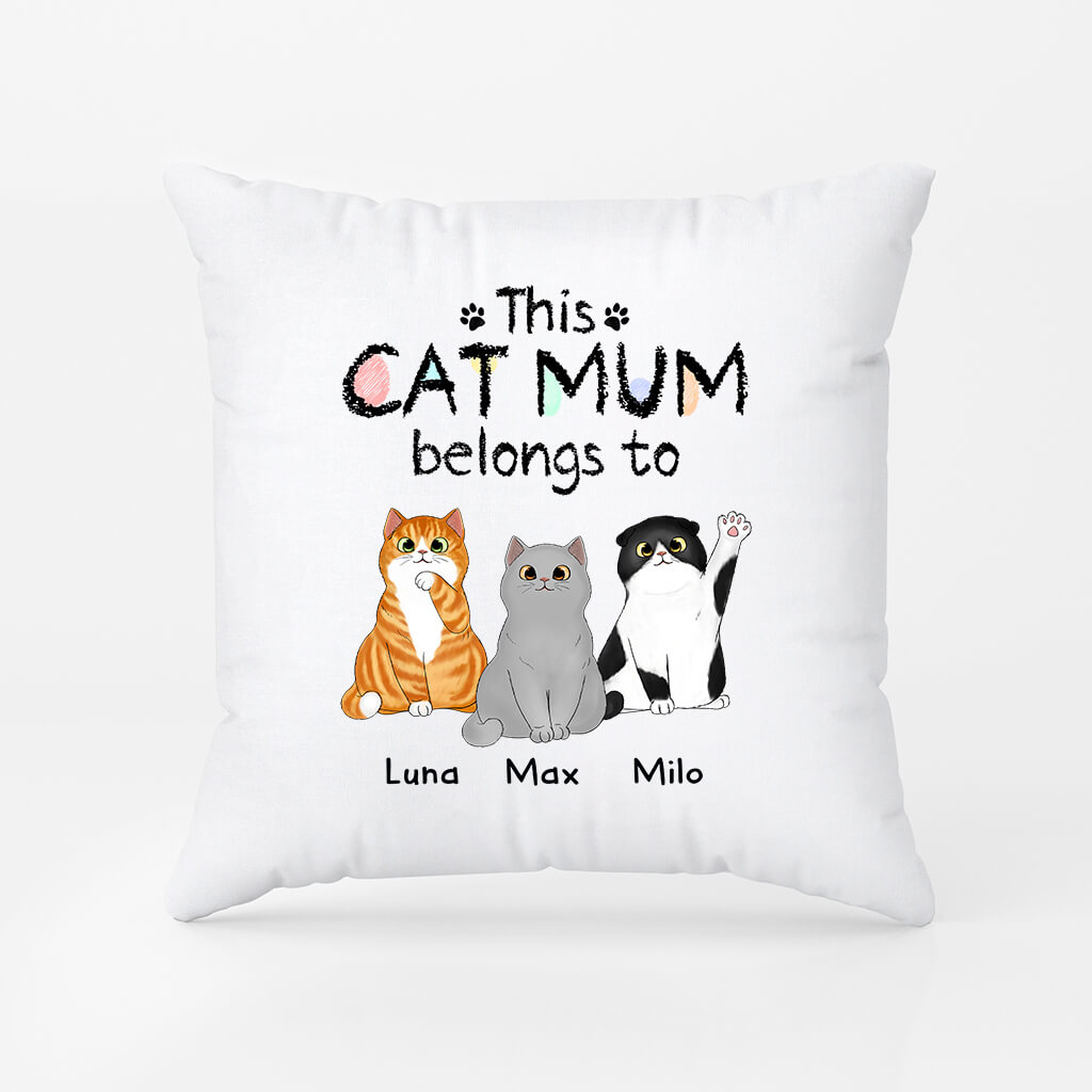 Personalised This Cat Dad/Mum Belongs To Pillow