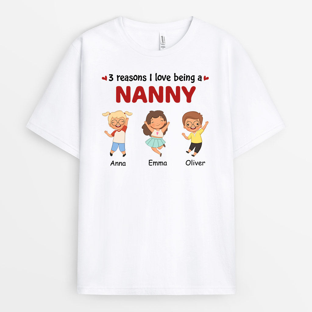 Reasons I Love Being A Nanny/Mummy - Personalised Gifts | T-shirts for Grandma/Mum