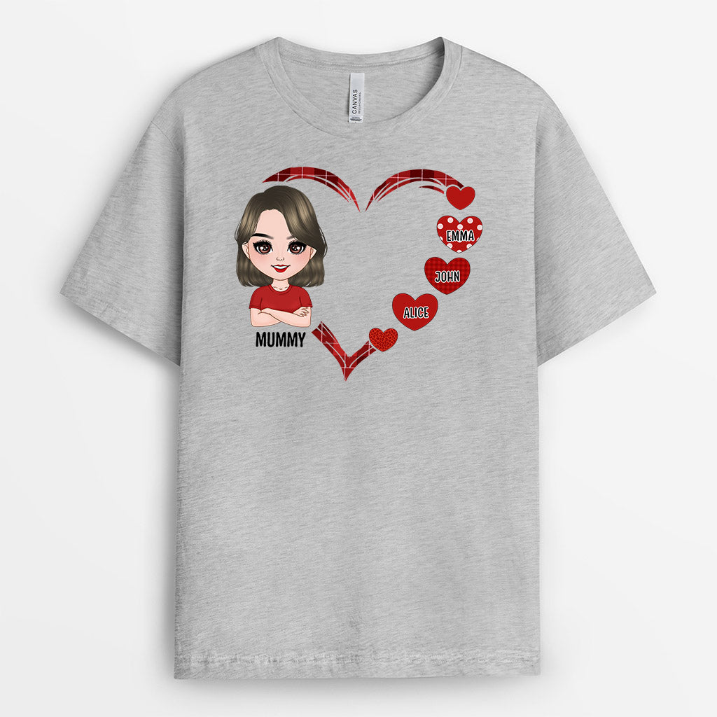 0963AUK1 Personalised T shirts Gifts Heart Grandma Mum