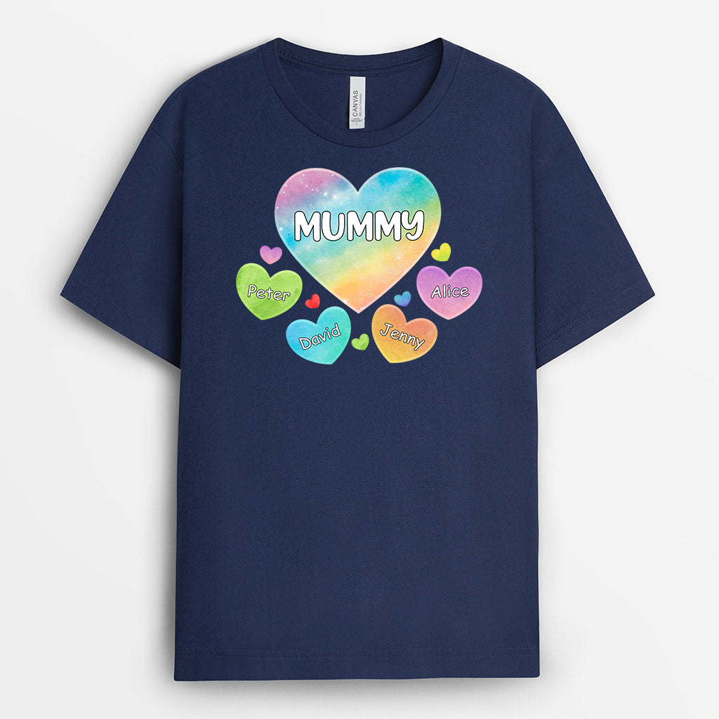 Grandma/Mummy's Colourful Sweethearts - Personalised Gifts | T-shirts for Grandma/Mum