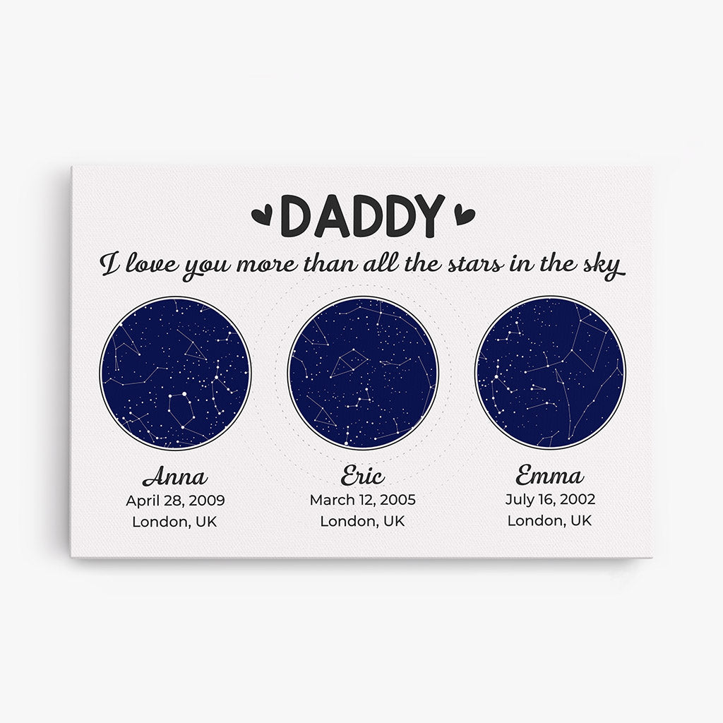 Dad/Grandad We Love You More Than All The Stars In The Sky - Personalised Gifts | Canvas for Grandad/Dad