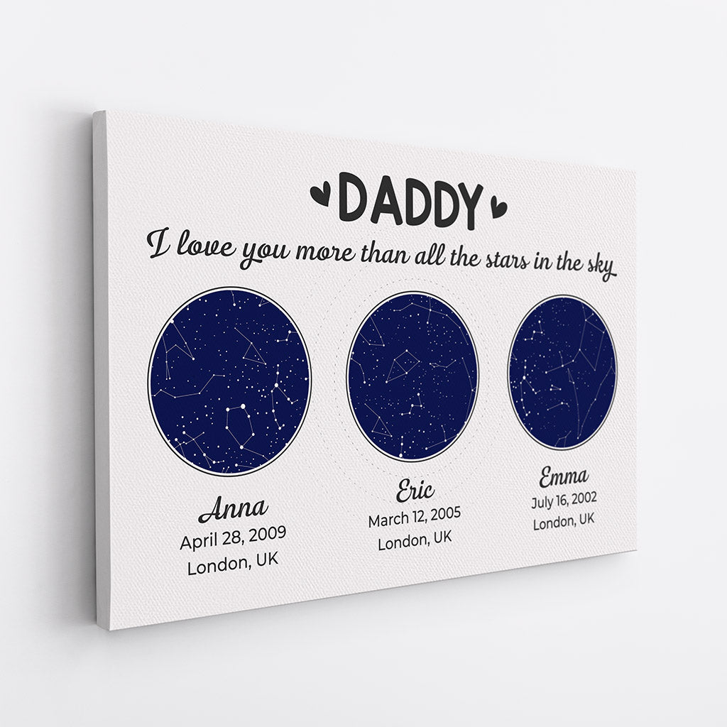 Dad/Grandad We Love You More Than All The Stars In The Sky - Personalised Gifts | Canvas for Grandad/Dad