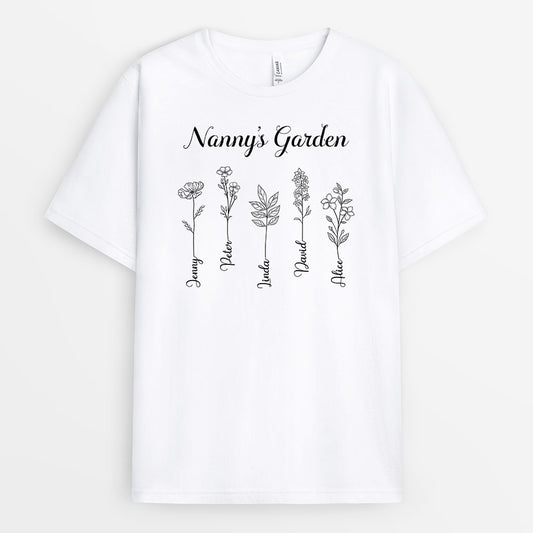 0985AUK2 Personalised T shirts Gifts Drawing Flowers Grandma Mum